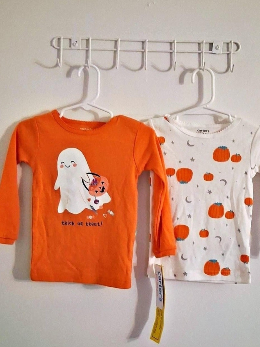 Carter's Halloween Trick Or Treat Nwt 2Pack Lovesleeve PJ Shirts Size 18M Girls